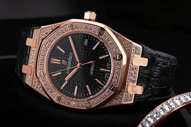 Audemars Piguet Royal Oak Black Dial Rose Gold Watch Pakistan 1765830872 4d0668db