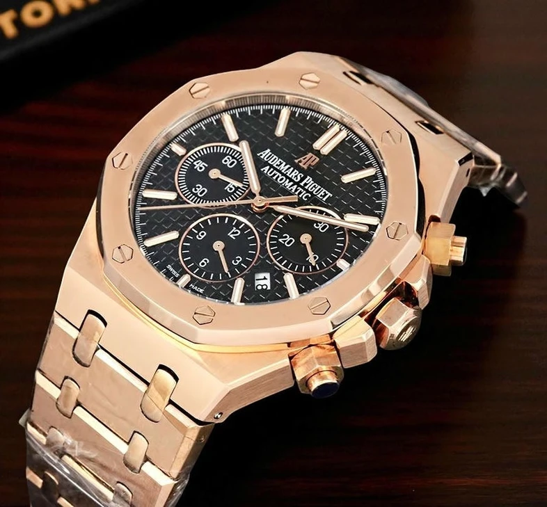 Audemars Piguet Royal Oak Black Dial Rose Gold Watch Pakistan 1765830885 B30eb21c