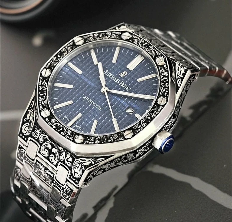 Audemars Piguet Royal Oak Blue Dial Customized Engraved Watch Pakistan 1765830888 26b9e2e1