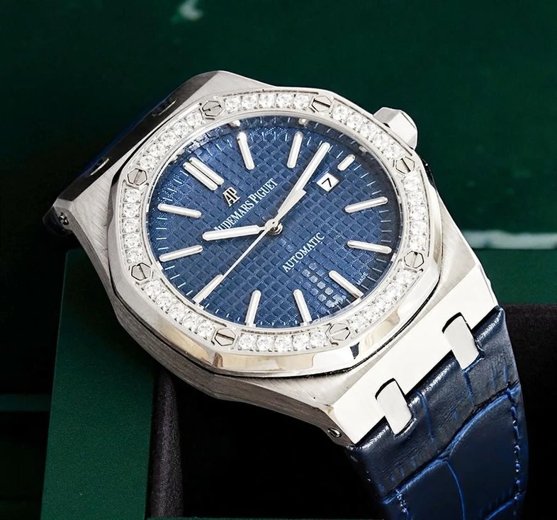 Audemars Piguet Royal Oak Blue Dial Diamond Bezel Watch Pakistan 1765830888 044a5839