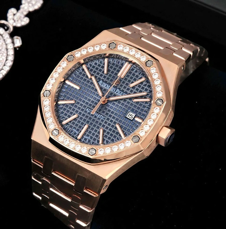 Audemars Piguet Royal Oak Blue Dial Rose Gold Watch Pakistan 1765830889 4730bf12