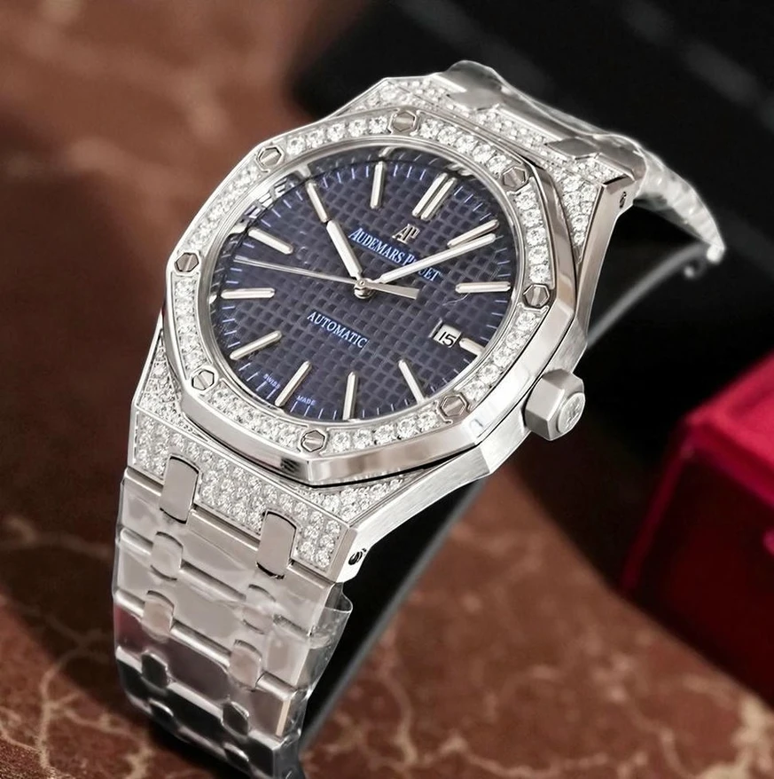 Audemars Piguet Royal Oak Diamond Bezel Blue Dial Watch Pakistan 1765830901 8998081a