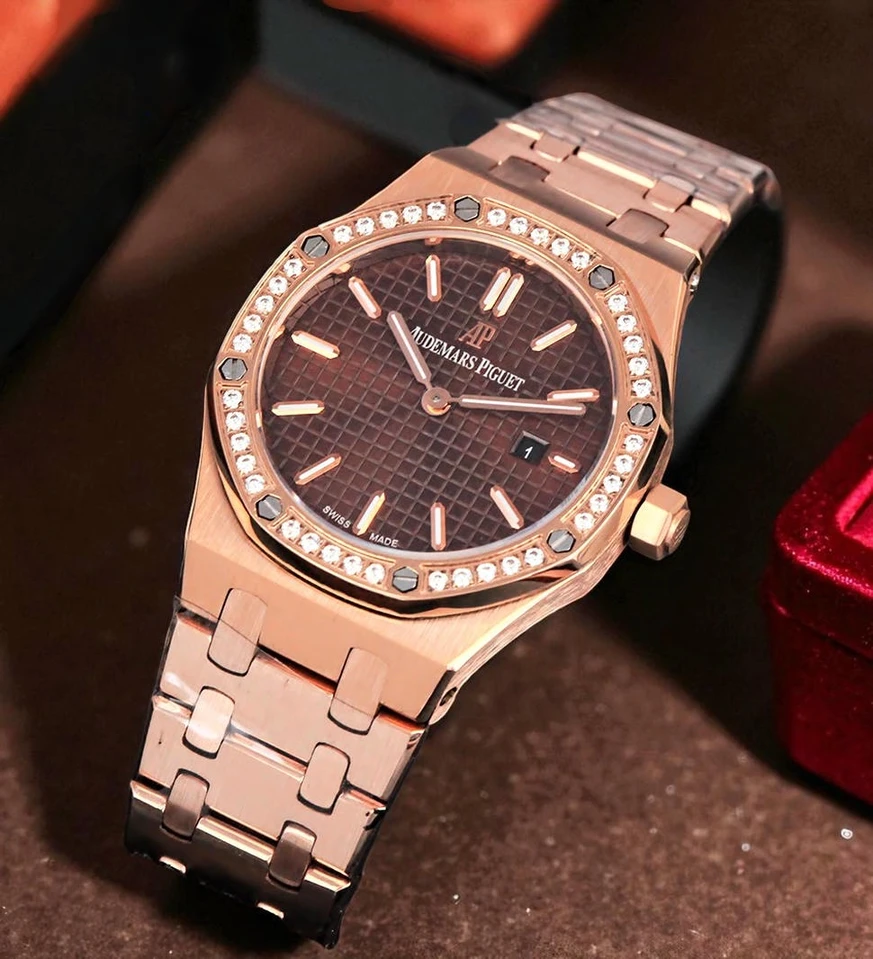 Audemars Piguet Royal Oak Ladies Brown Dial Rose Gold Watch Pakistan