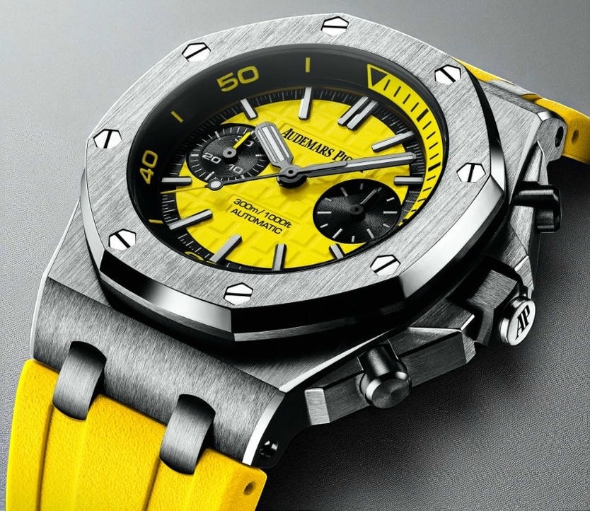 Audemars Piguet Royal Oak Offshore Diver Chronograph Yellow Dial Watch Pakistan
