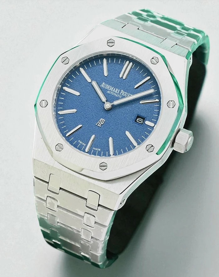 Audemars Piguet Royal Oak Silver Bracelet Blue Dial Watch 1 1 Pakistan