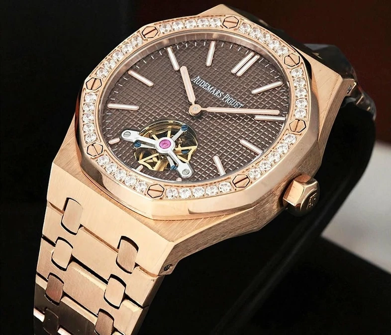Audemars Piguet Royal Oak Tourbillon Diamond Bezel Brown Dial Watch Pakistan