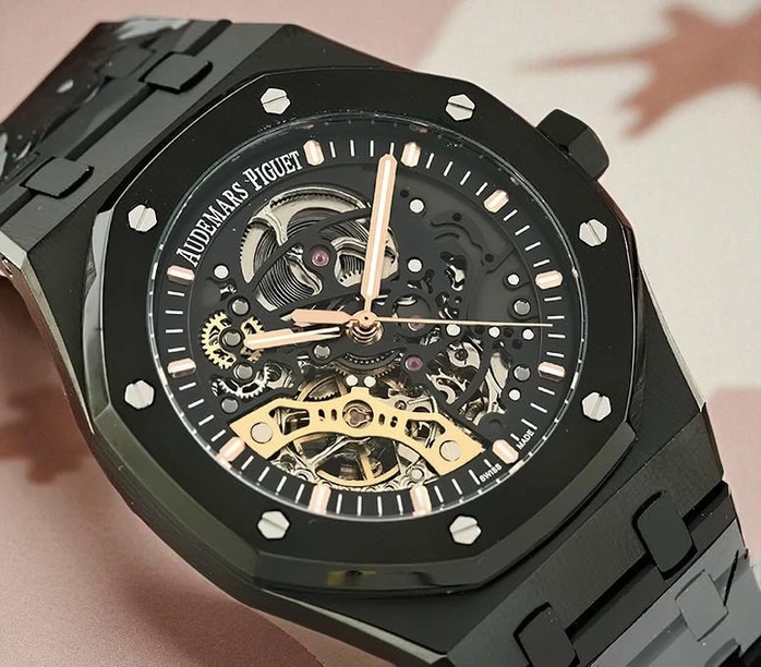 Audemars Piguet Skeleton Stainless Steel Black Watch690 Pakistan
