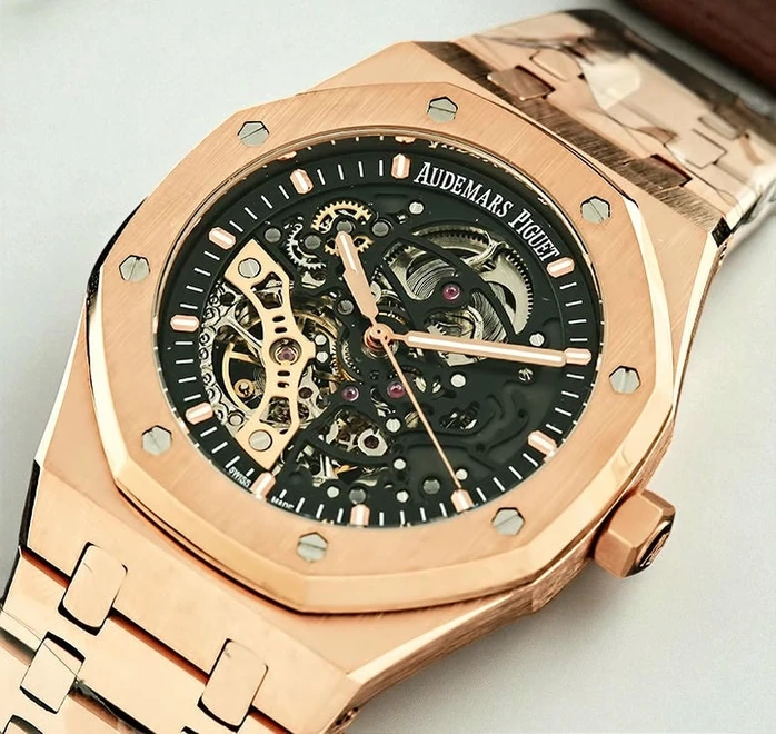 Audemars Piguet Skeleton Stainless Steel Rose Gold Watch692 Pakistan