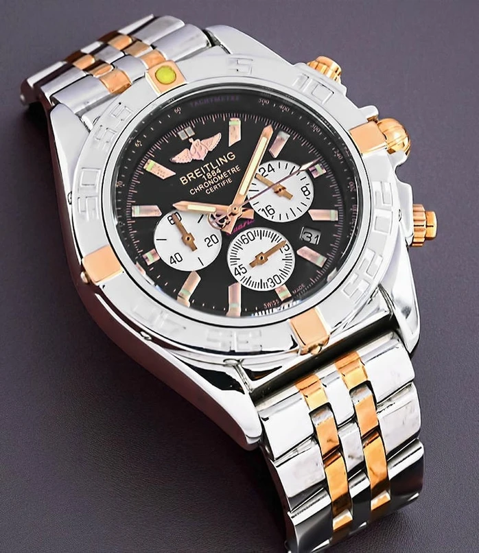 Breitling Chronomat Chronograph Two Tone Black Dial Watch Pakistan 1765831021 730edac6