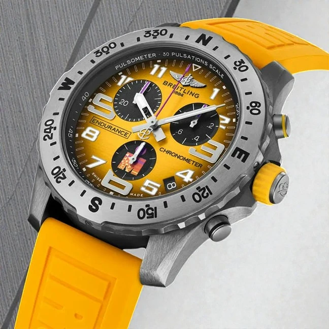 Breitling Endurance Pro Ironman E82310 44mm Titanium Yellow Dial Watch 1768330963 46825848