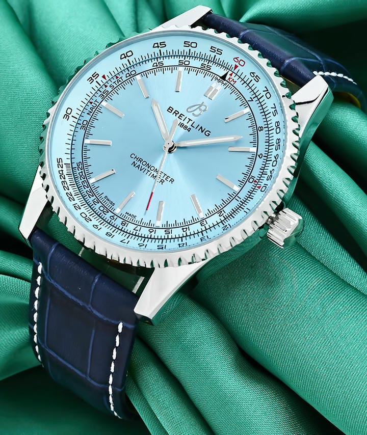 Breitling Navitimer Auto Blue Leather Straps Men S Watch