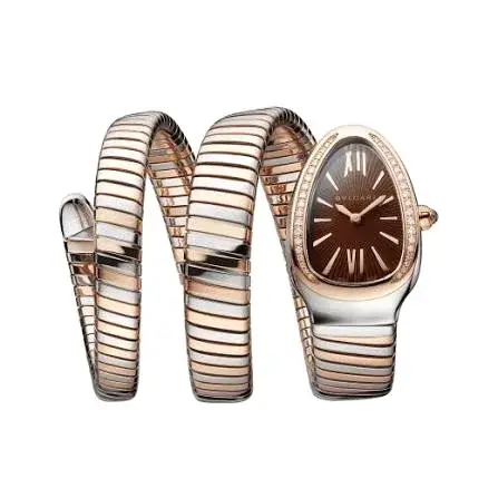Bvlgari Serpenti Tubogas Double Spiral Brown Dial Two Tone Watch 1783796580 C8fd7863