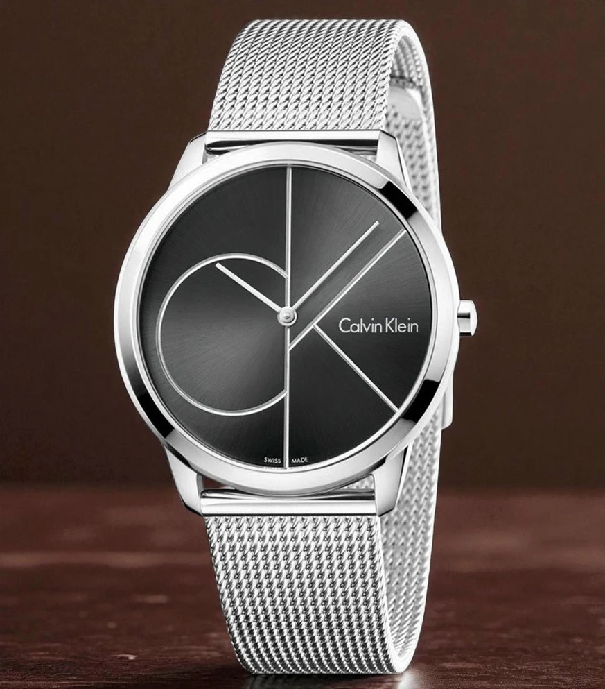 1 Calvin Klein Minimal Stainless Steel Strap Black Dial Watch Pakistan