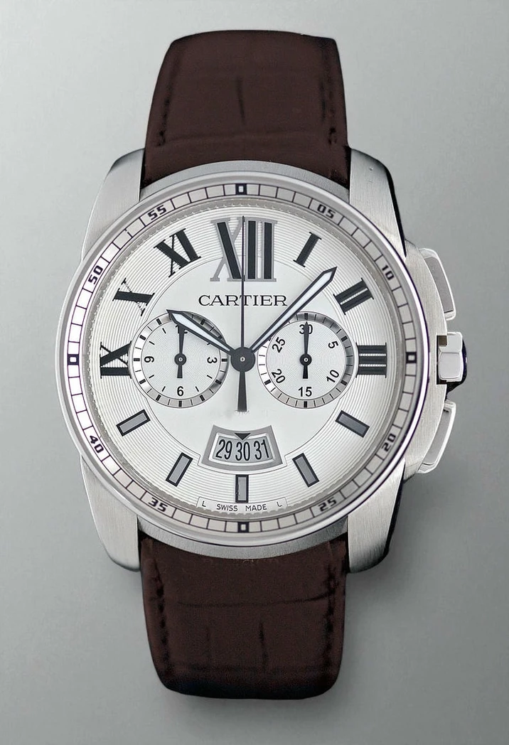 Calibre De Cartier Chronograph In Steel Silver Case Pakistan