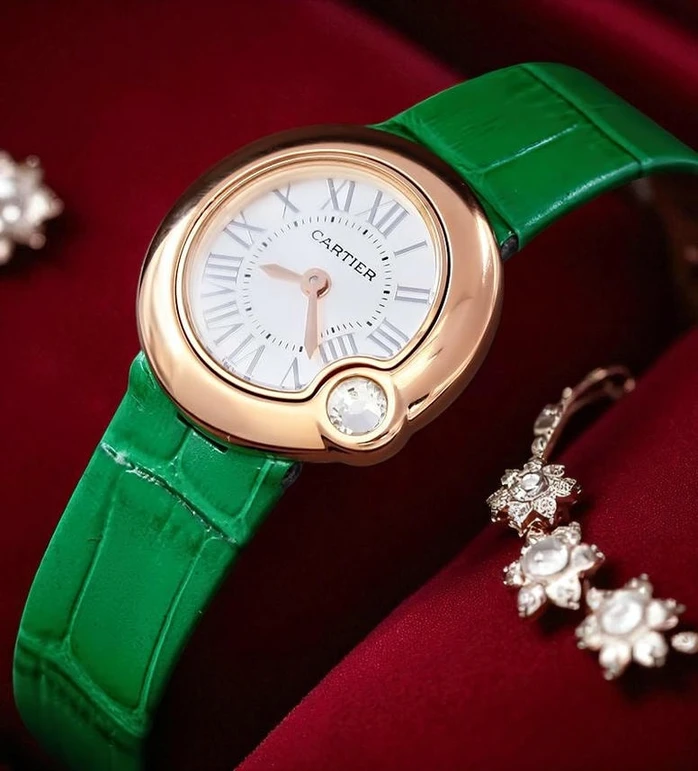 Cartier Ballon Bleu Green Leather Straps Ladies Watch 00 Pakistan 1765831087 8fdb53c3