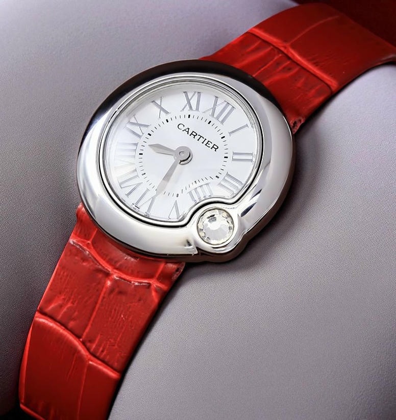 Cartier Ballon Bleu Red Straps Ladies Pakistan 1765831090 00e7c364