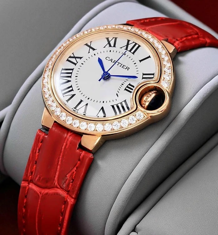 Cartier Ballon Bleu Red Straps Ladies Watch Pakistan 1765831090 540d9591