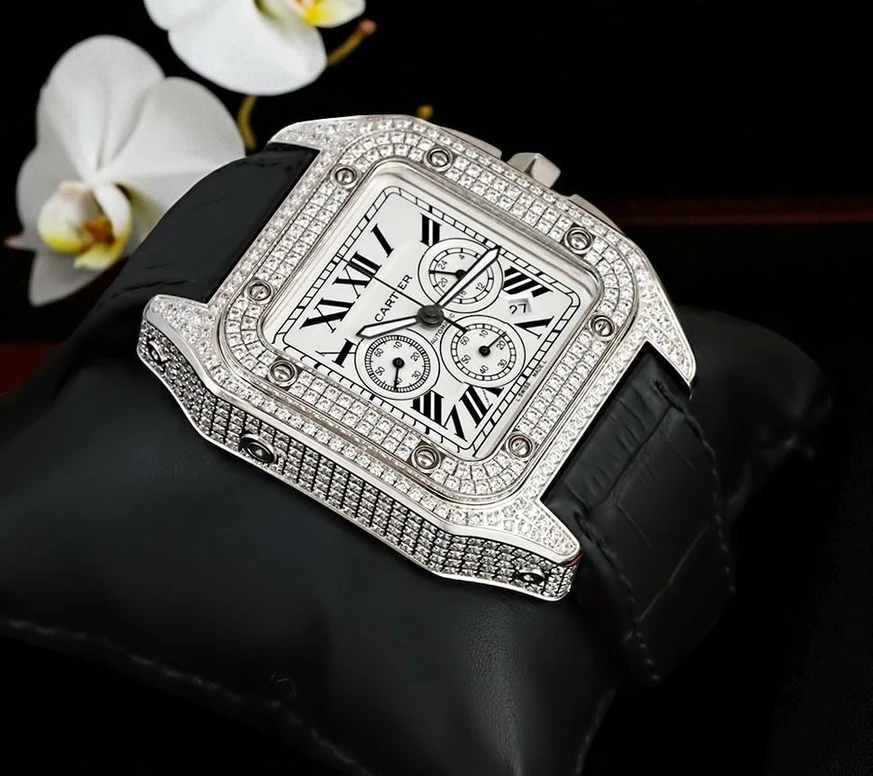 Cartier Santos 100 Chronograph Diamond Pakistan 1765831103 85b96777