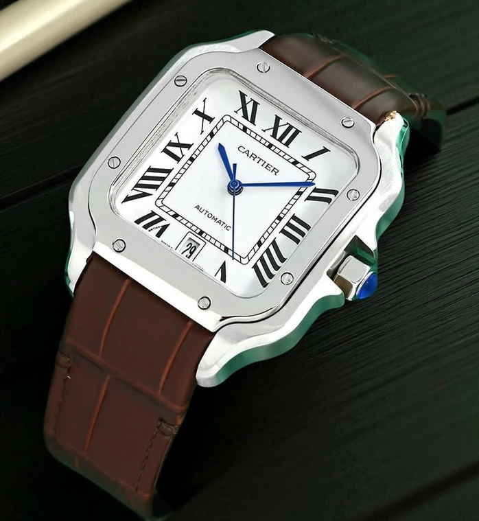 Cartier Santos Brown Leather Straps Watch Pakistan 1765831108 Ebfa0172