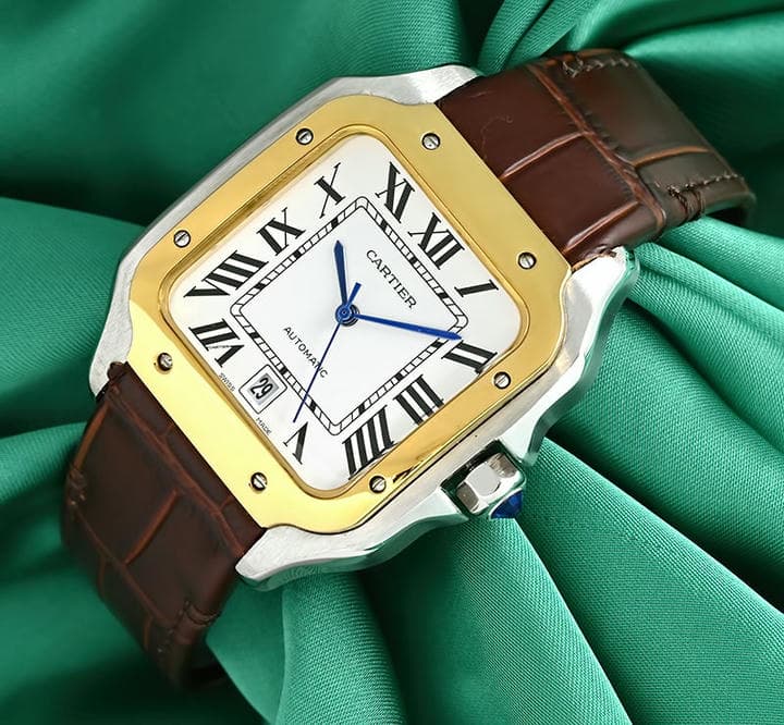 Cartier Santos De Cartier Brown Leather Straps Watch 1768330973 0d102380