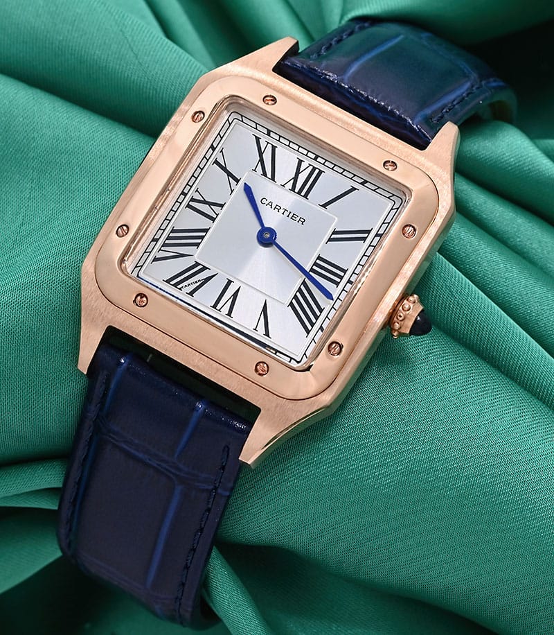 Cartier Santos Dumont Blue Straps Rose Gold Unisex Watch