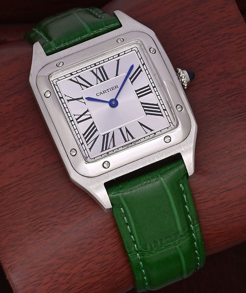 Cartier Santos Dumont Green Straps Unisex Watch