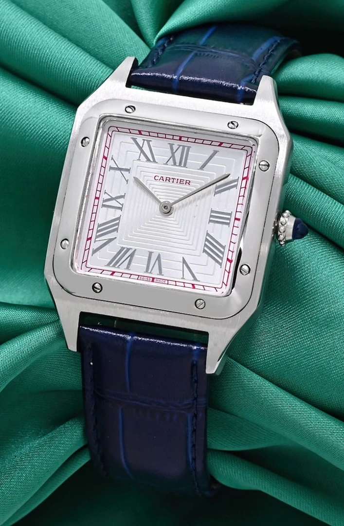 Cartier Santos Dumont Ladies Blue Straps Watch