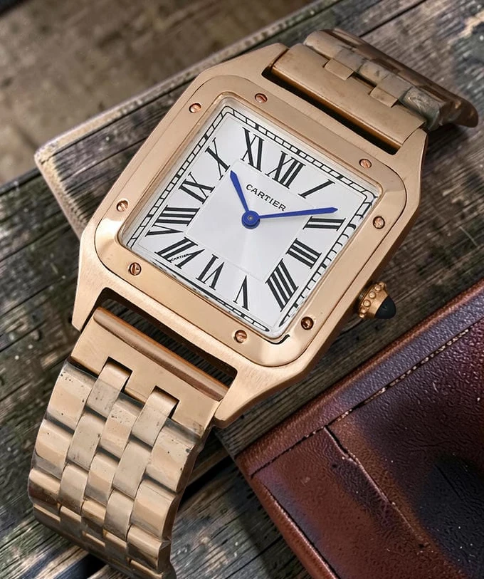 Cartier Santos Dumont Rose Gold Ladies Watch Photoroom