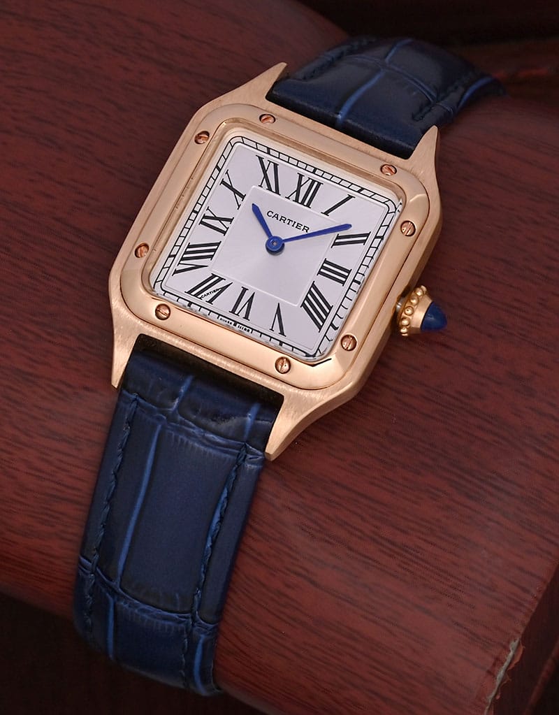 Cartier Santos Dumont Small Ladies Blue Straps Watch