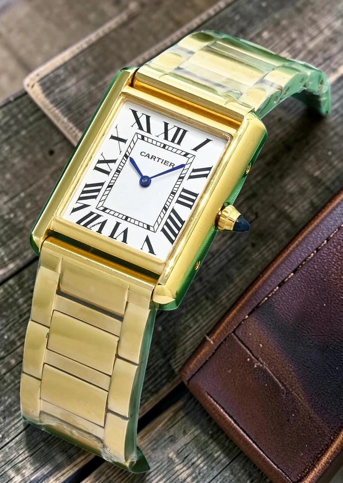 Cartier Tank Gold Tone Ladies Watch Front Photoroom