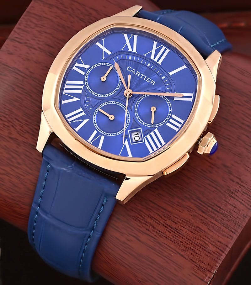Drive De Cartier Blue Rose Gold Watch