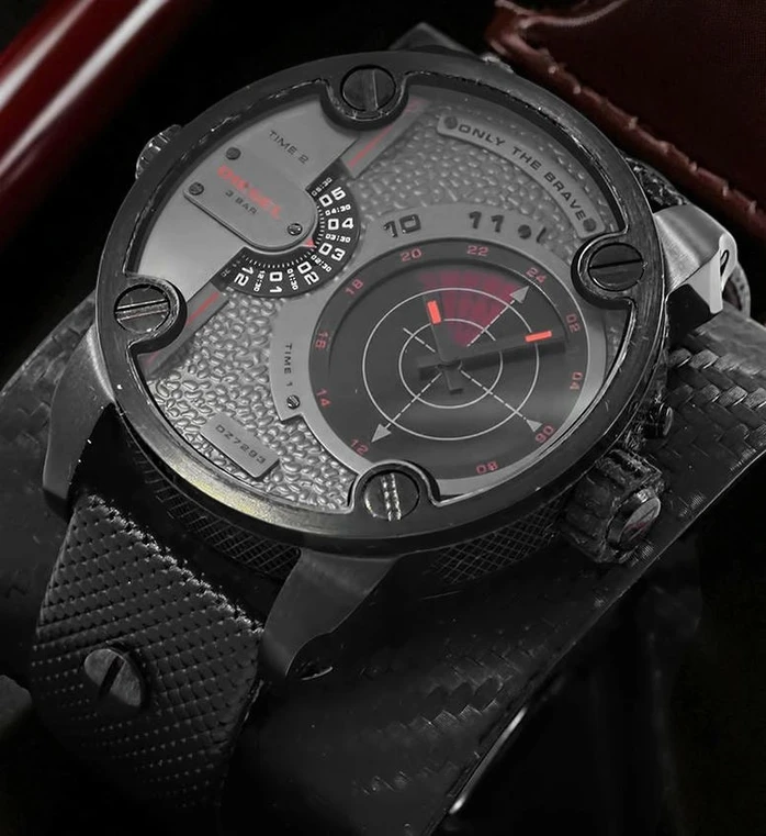 Diesel Little Daddy Radar Gmt Grey Dial Black Leather Men S Watch Pakistan 1765831165 83871f30