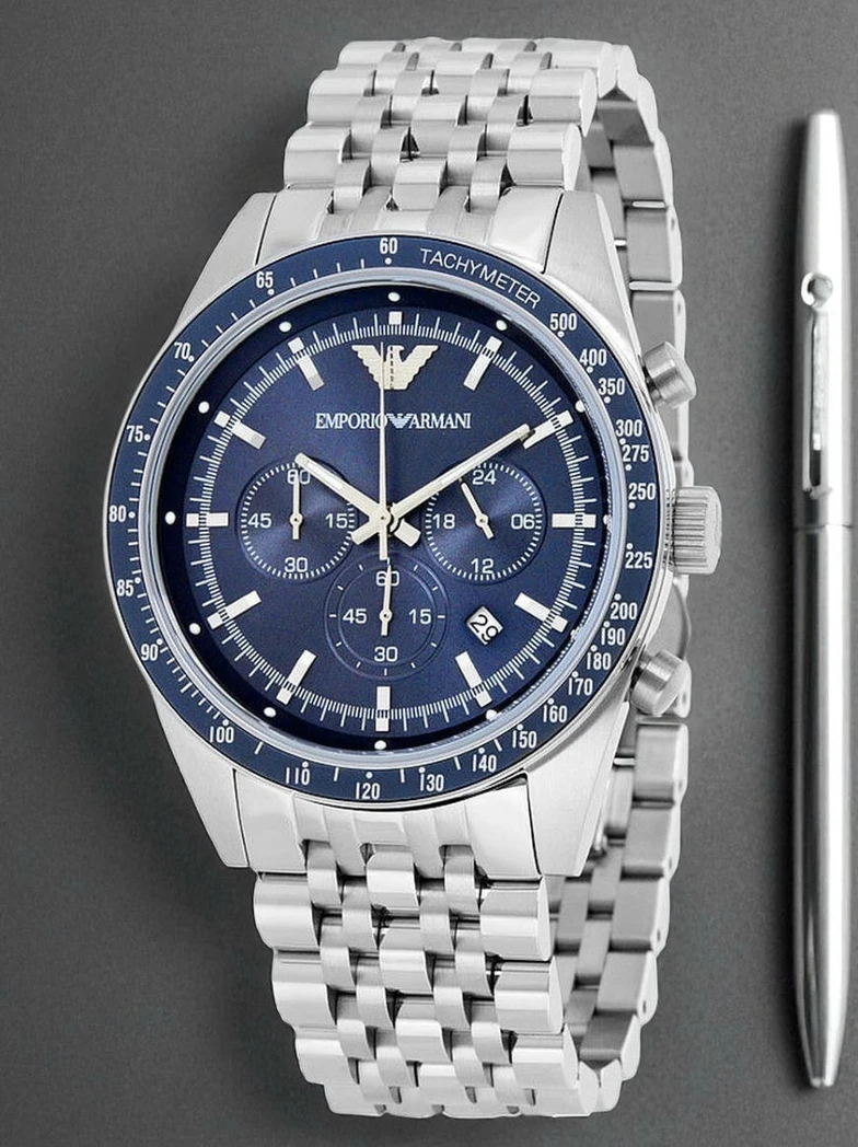 1 Emporio Armani Ar6072 Tazio Blue Dial Chrono Men S Watch9018 Pakistan