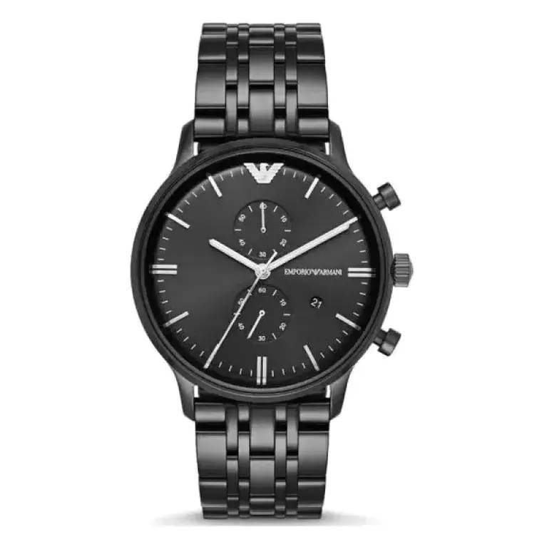 Emporio Armani Black Dial Black Stainless Steel Chronograph 2026