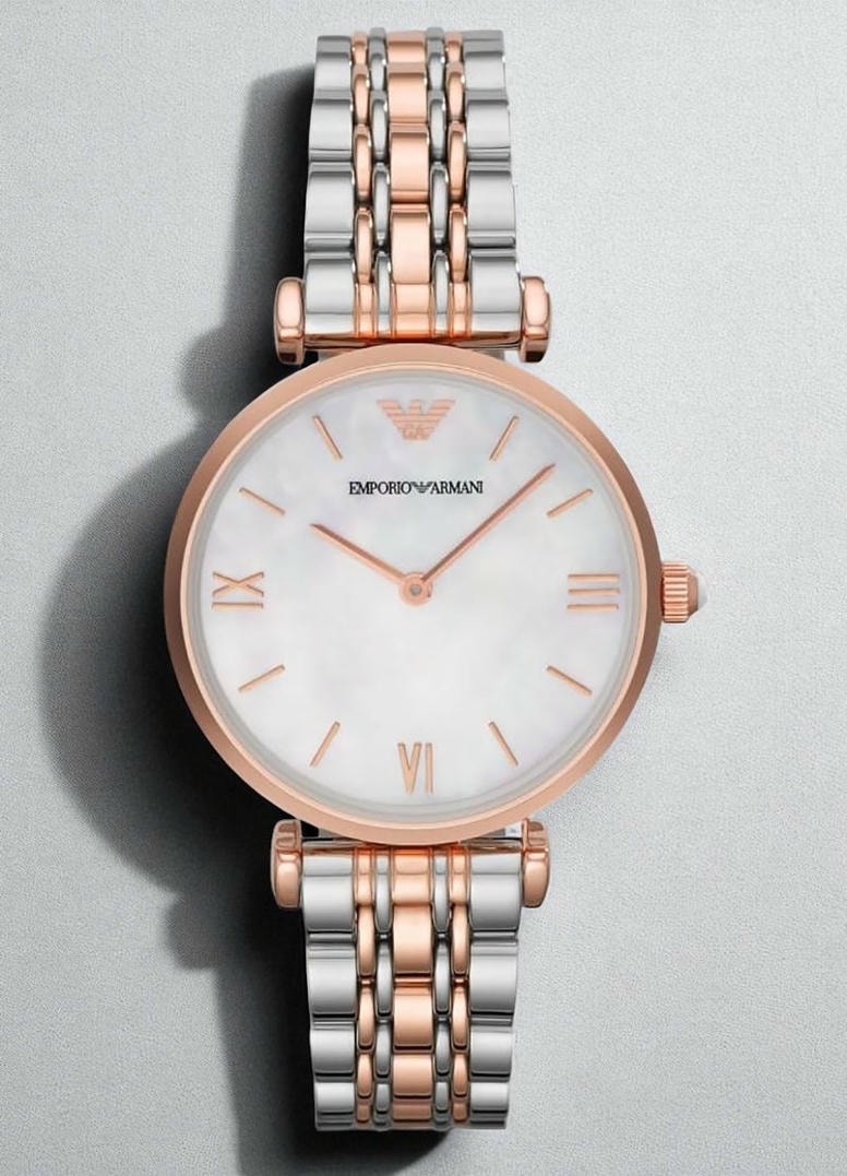 Emporio Armani Retro Round Analog Mother Of Pearl Dial Ladies Watch Ar1683 Pakistan