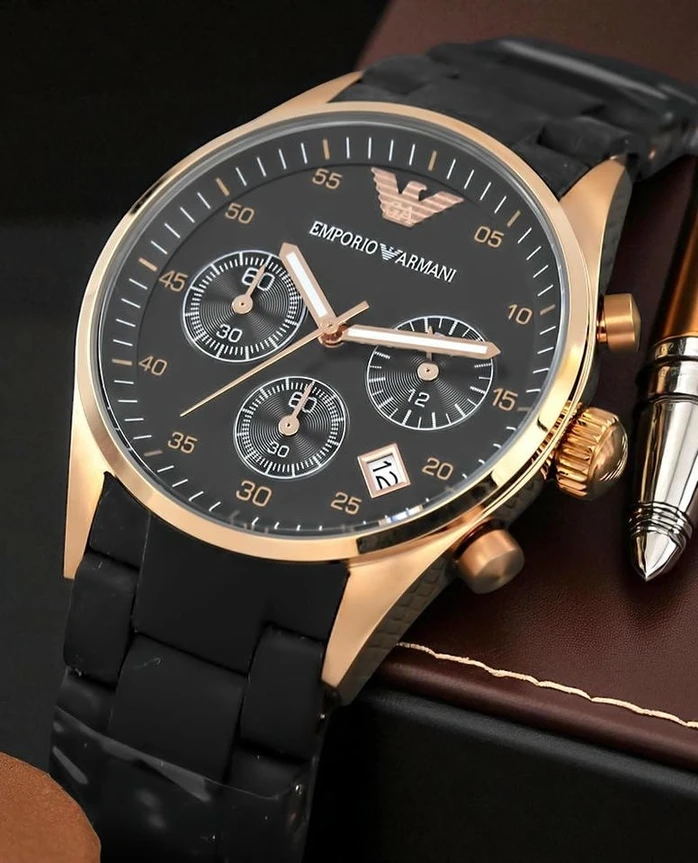 Emporio Armani Ar5906 Sportivo Rosetone Chronograph Black Silicone Womens Watch L1024 Pakistan 1765831174 D1d71920
