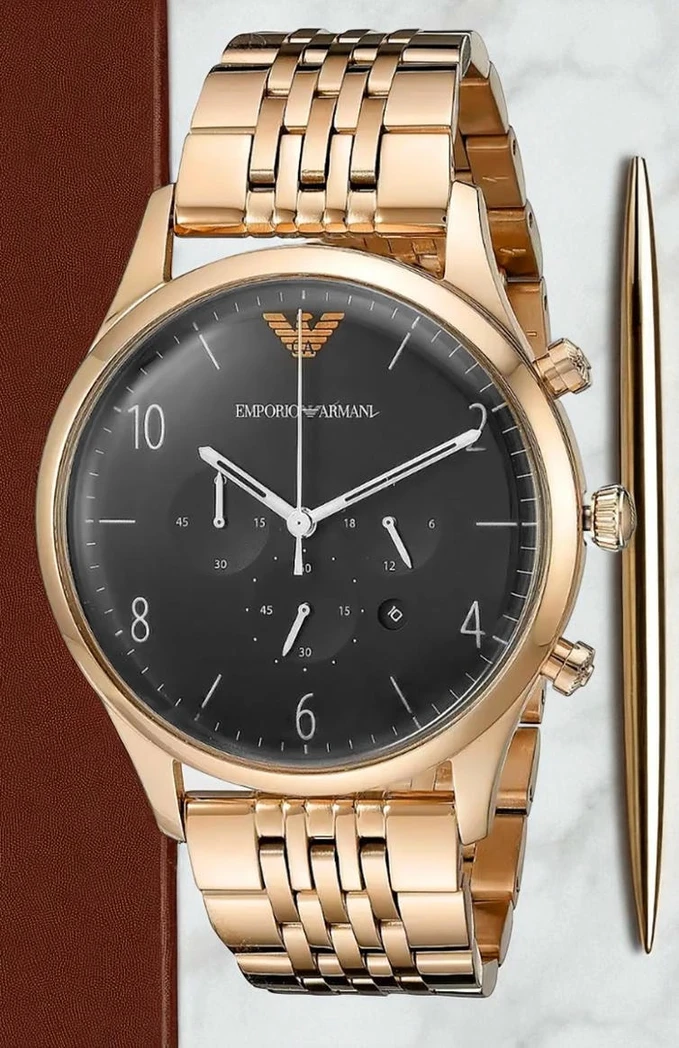 Emporio Armani Men S Rosegold Black Dial Watch 1 Pakistan 1765831195 Ca091288