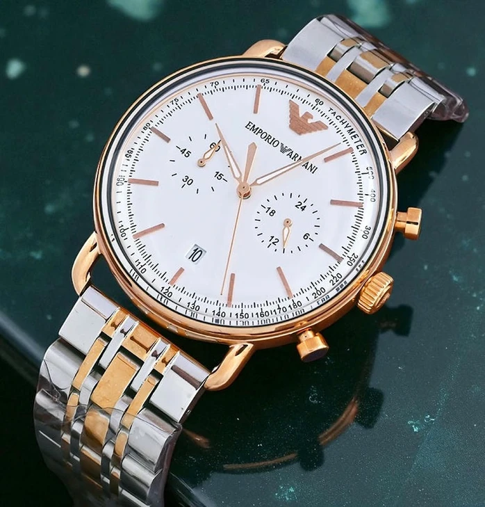 Emporio Armani White Dial Chronograph Two Tone Watch Pakistan 1765831181 0d6f1f08