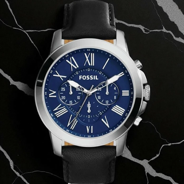 Fossil Grant Blue Dial Black Leather Men S Watch7056 Pakistan