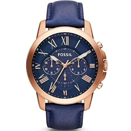 Fossil Grant Blue Leather Strap Blue Dial Chronograph Quartz 1783796592 66ec4e93