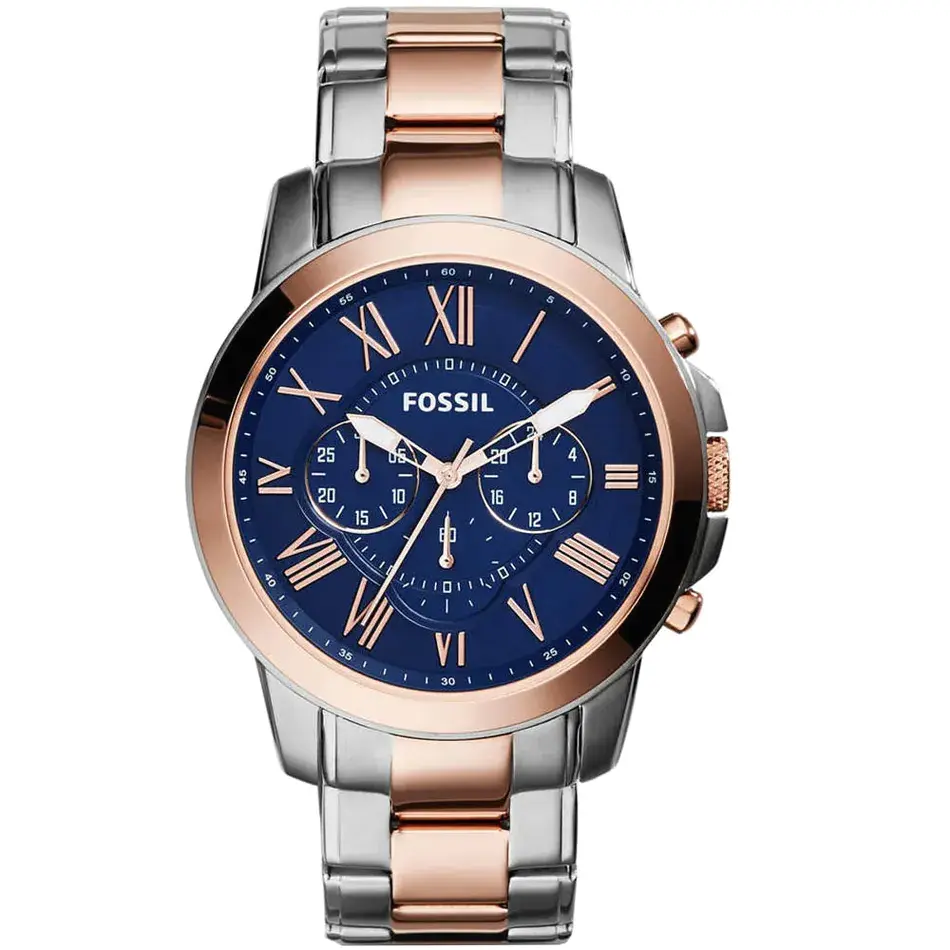 Fossil Grant Chronograph Blue Dial Two Tone Mens Watch 2026 1783796592 7517ed60