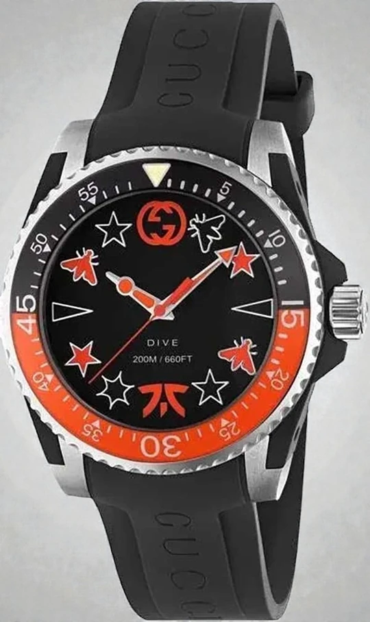 Gucci Dive Limited Edition Black Dial Black Rubber Strap Watch 1768330996 C6381abb