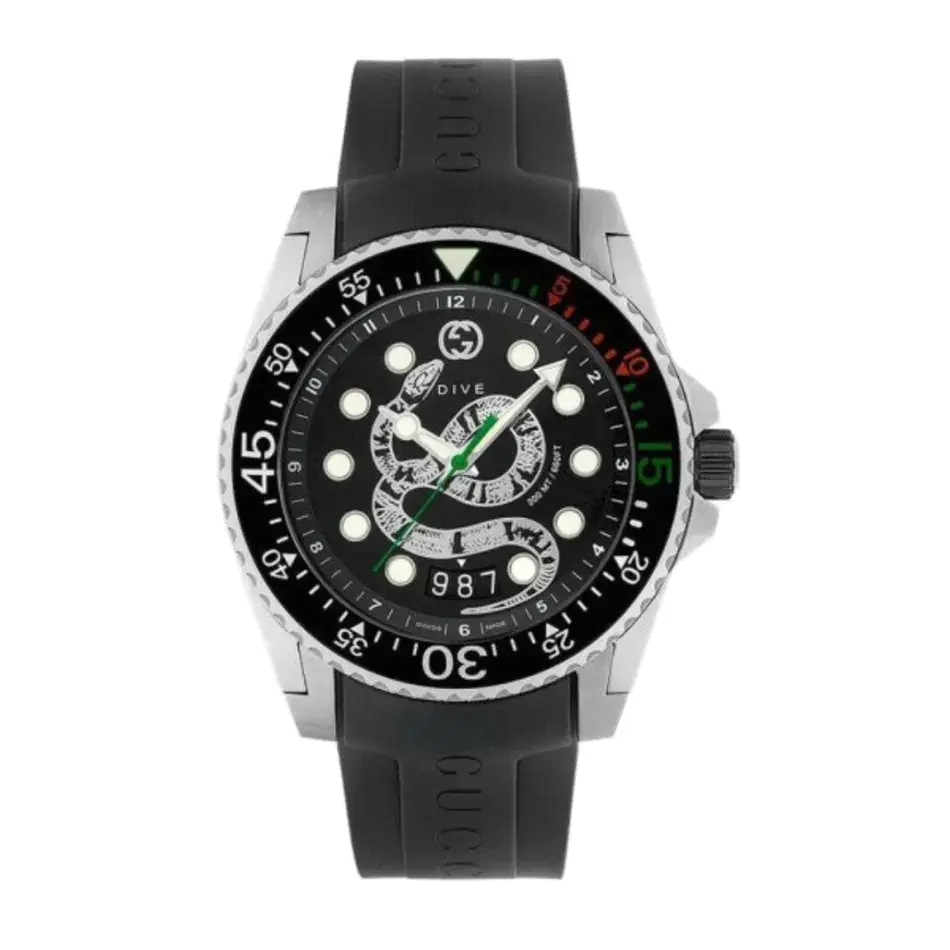 Gucci Dive Quartz Snake Black Dial Mens Watch 2026 1783796600 Aecefc5d