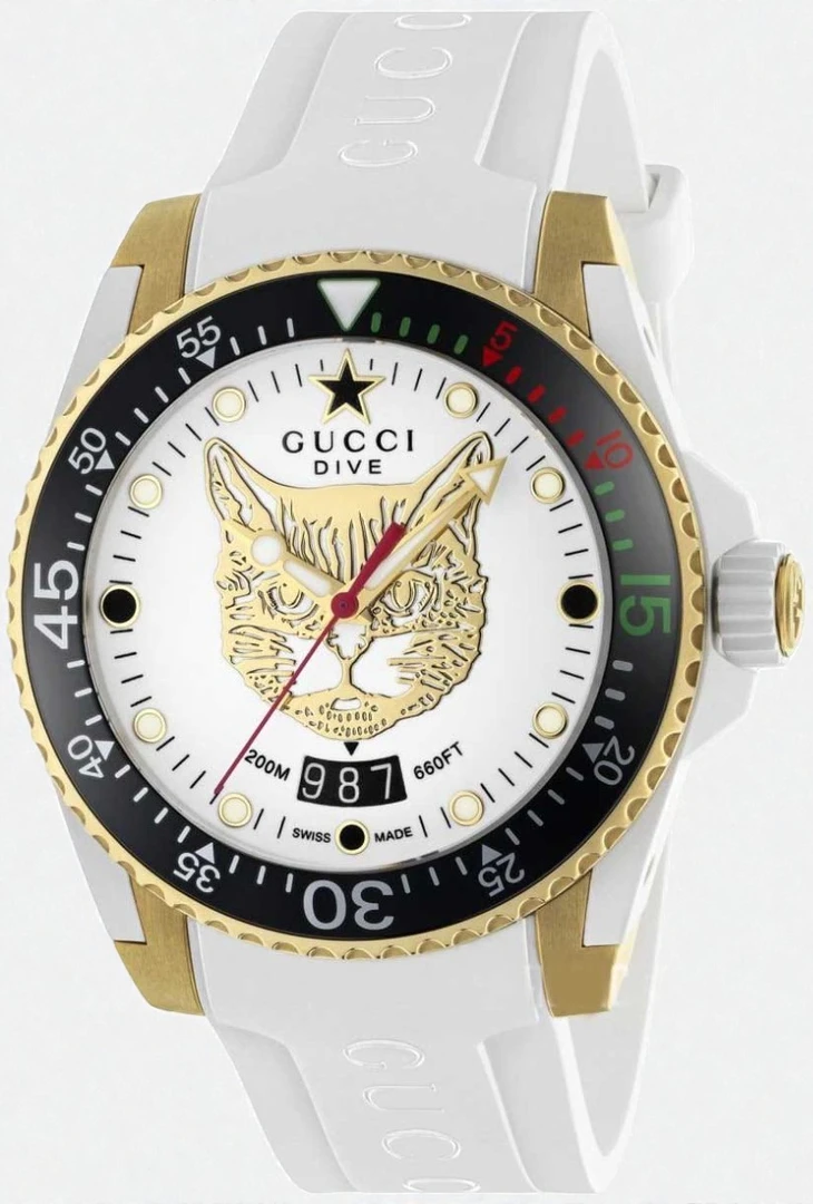 Gucci Dive White Dial 40mm Rubber Strap Men S Watch 1768330997 Ac15133d