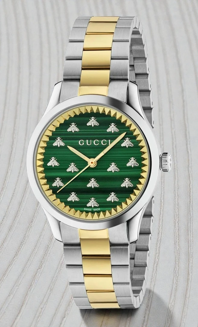 Gucci G Timeless Bees Motif Green Dial Watch