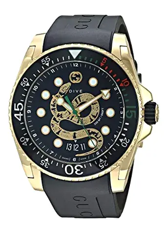 Gucci Mens Swiss Made Quartz Silicone Strap Black Dial 2026 1783796601 33d8df6f