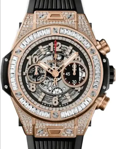Hublot Big Bang Unico King Gold Skeleton Dial Diamond Set Bezel Watch