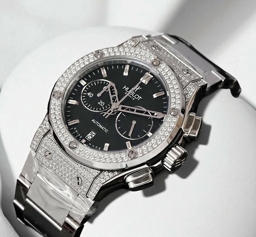 Hublot Classic Fusion Chronograph Black Dial Diamond Watch 11290 Pakistan 1765831379 97f475da