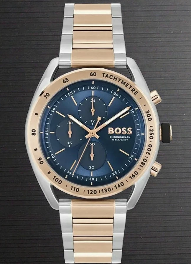 Hugo Boss Men S Two Tone Blue Dial Watch