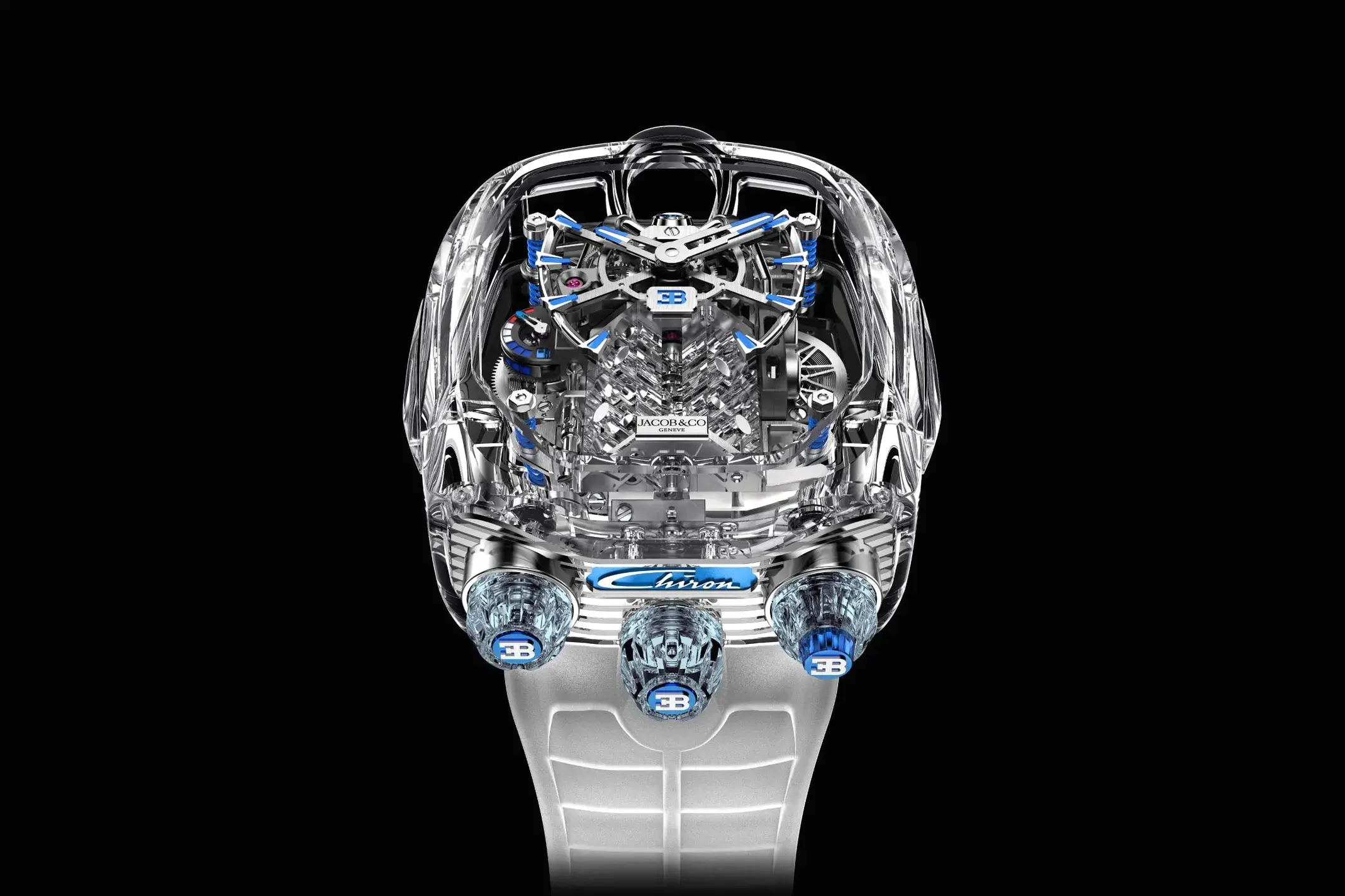 Jacob Co Bugatti Chiron Tourbillon White Sapphire Crystal Watch 2026
